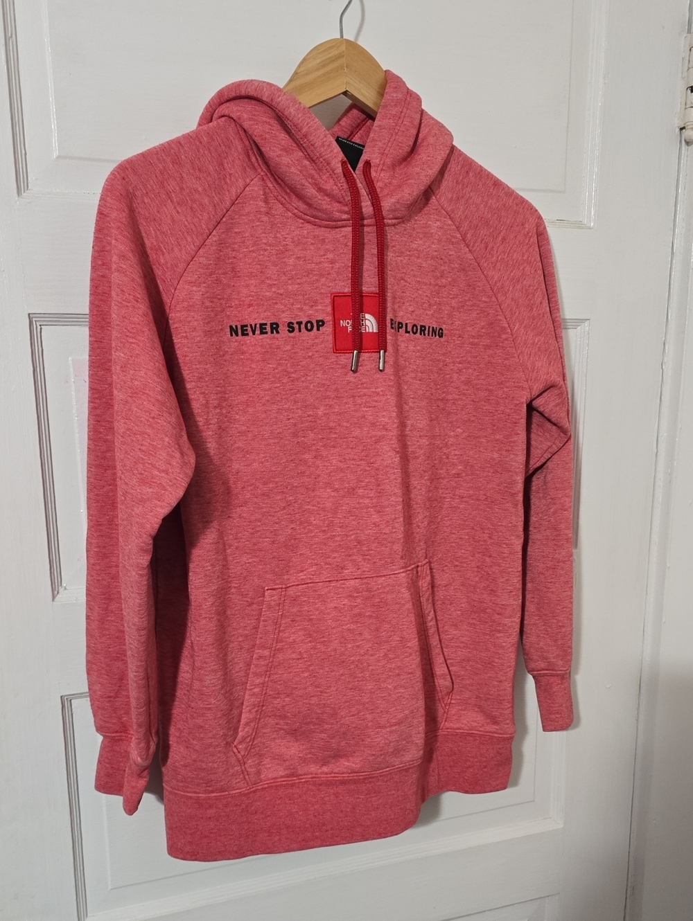 The North Face Heathered Pink Red Logo Hoodie